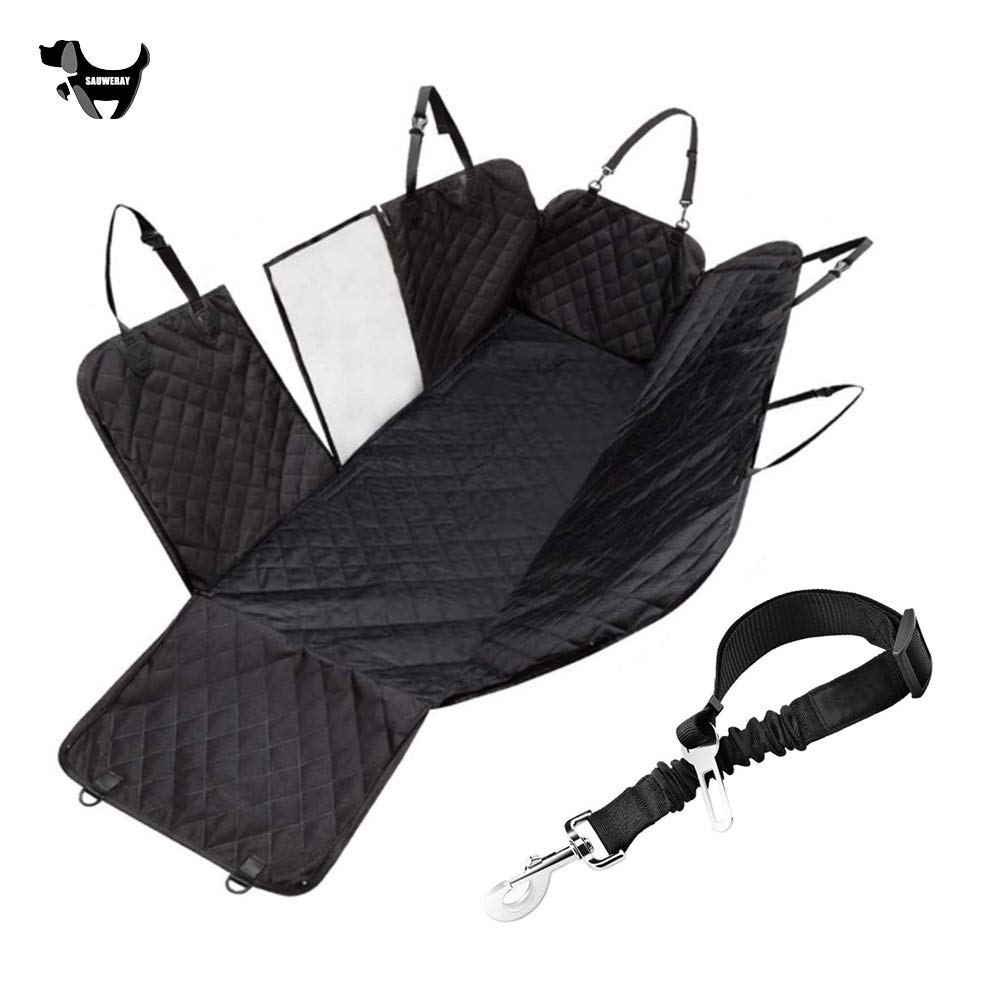 Tapis de voiture pour chien imperméable avec fenêtre et ceinture