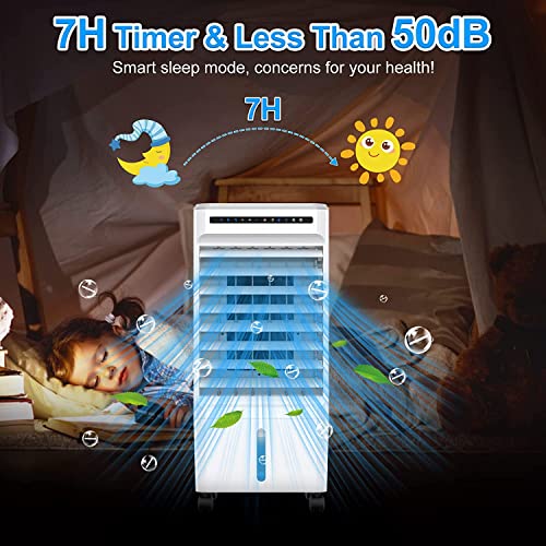 Portable Air Conditioners, 4-In-1 Evaporative Air Cooler, 4 Modes 3 Speeds, 1-7H Timer, Negative Ion Function, Big Water Tank, Personal Air Cooler For Home And Office [Energy Class A++] #TOP4