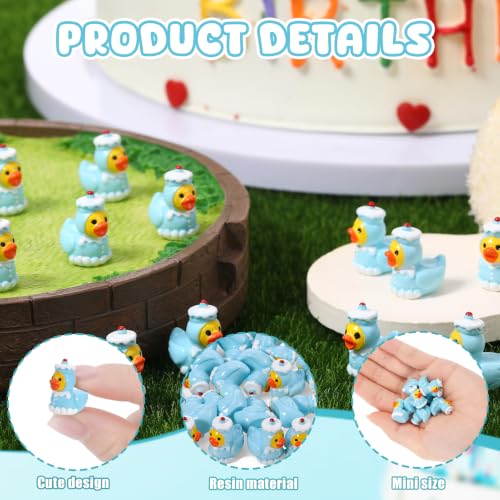 Image of 50 Pcs Cake Ducks Toy Figures, Mini Cake Resin Ducks Bulk | Tiny Cakes Figurine Dress up Duck Toy for Party Favors (Blue)