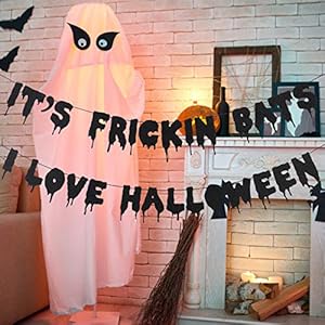 Black Glittery It's Frickin Bats I Love Halloween Banner- Halloween Theme Party Decorations,Halloween Party Supplies,Mantle Home Decor,Yard Decor Black Glittery Its Frickin Bats I Love Halloween Banner Halloween Theme Party DecorationsHalloween Party SuppliesMantle Home DecorYard Decor