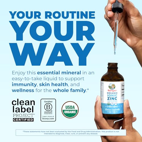 Image of MaryRuth's Organic Liquid Zinc Supplement for Kids & Adults | Immune Support | Skin Health | Antioxidant | Cellular Metabolism | Zinc Sulfate | Vegan | Non-GMO | Sugar Free | Gluten Free | 4 oz