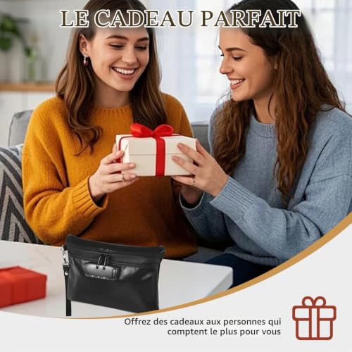 momgyaamz Pochette Anti Feu, Pochette Etanche Ignifuge avec Serrure à Combinaison, Sac de Protection pour Documents Importants, Rangement Papier Zippé pour Voyage et Bureau, 25x17cm Noir – vue 9