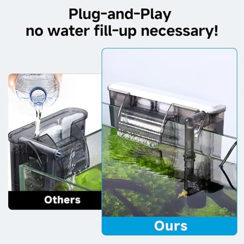 Image of AQQA Quiet Hang on Back Aquarium Filter for 30-50 Gallon, Fish Tank Filters with Adjustable Flow, Auto Start Powerful Filtration HOB Filter, Easy Install for Freshwater Aquariums,8W 200GPH