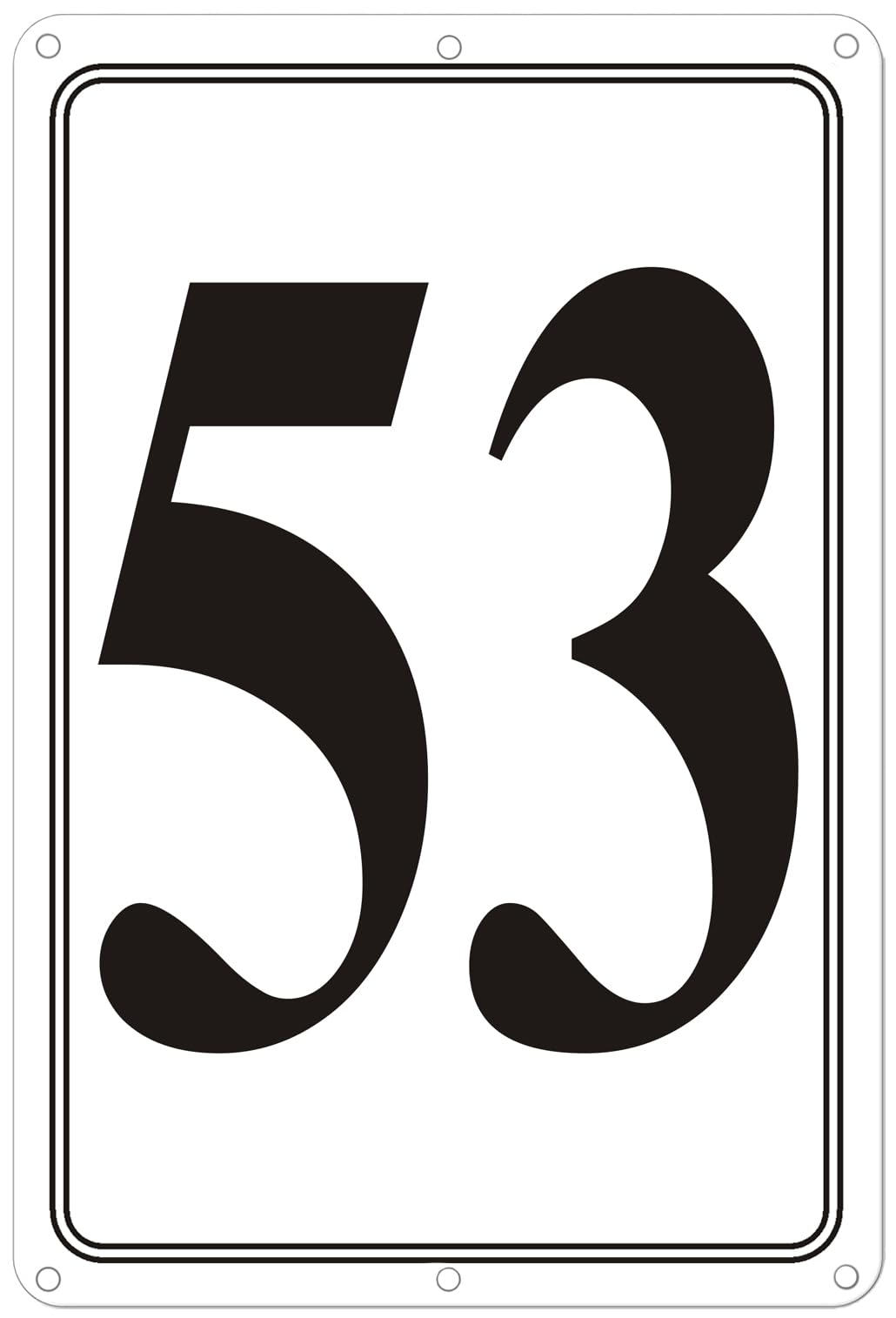 Premium Aluminum Number Signs 53, Metal 12" X 8" Numbered Signs Outdoor for Parking Lots, Floor, Dock, Court, Aisle, Field, High Visibility, No Fade, Weather-resistant