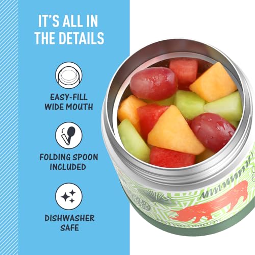 Image of THERMOS FUNTAINER Kids Food Jar with Spoon, 10oz, Jungle Kingdom