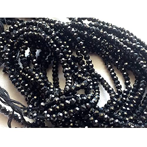 Spinelle noire naturelle micro-rondelles 2.5mm pour création bijoux diy en pierres