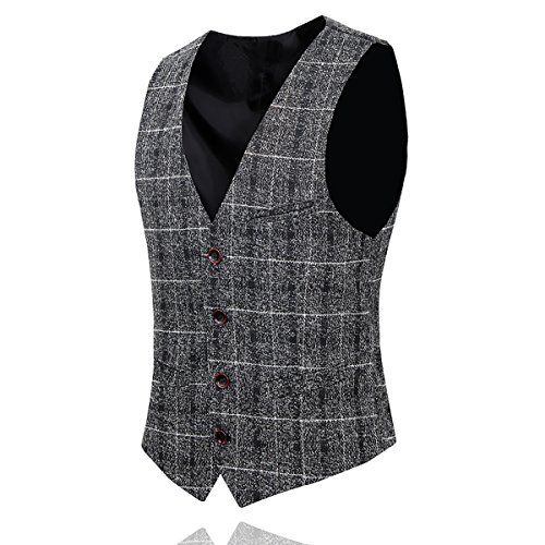 Cloudstyle Men's 3-Piece Dress Suit Plaid 1 Button Slim Fit Single-Breasted Wedding Blazer3