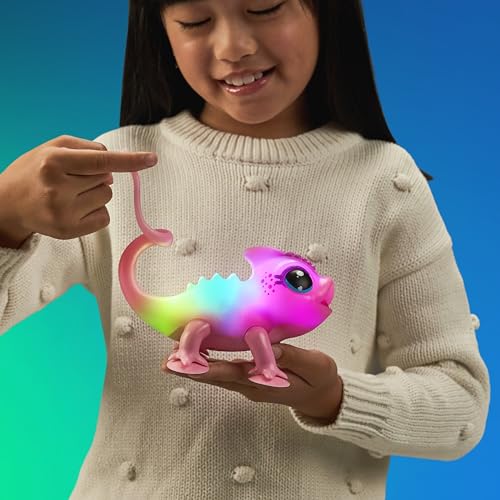 Little Live Pets Chamäleon Nova, leuchtendes, interaktives Chamäleon mit Farbwechselfunktionen, über 30 Geräusche, viele Verschiedene Stimmungen, wiederholt Worte, mit Takterkennung, inkl. Batterien