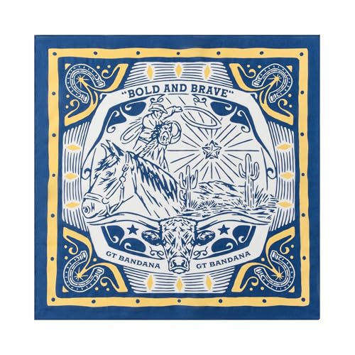 GT BANDANA 22\"x22\" Bold And Brave Cowboy Cotton Bandana Multi-Purpose Headbands