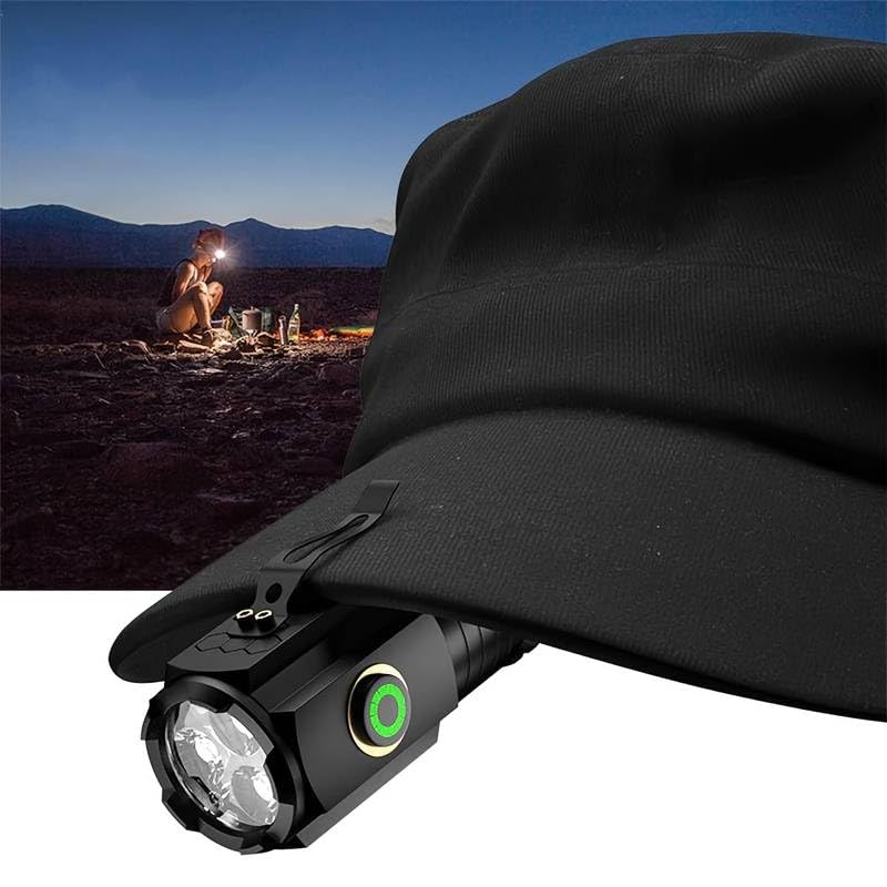 Image of Small Powerful Portable Clip Flashlight, Waterproof Mini Three-Eye LED Searchlight, High-Lumen Built-in Lithium Battery, Strong Magnetic Metal Surface, Suitable for Camping, Hiking, Emergency