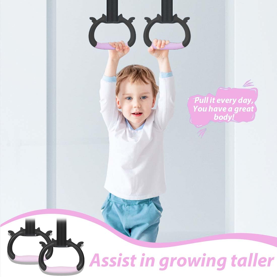 NHQ Anillas Gimnasia con Correa Ajustable para Niños - Entrenamiento de Fuerza, Crossfit, Dominadas y Dips