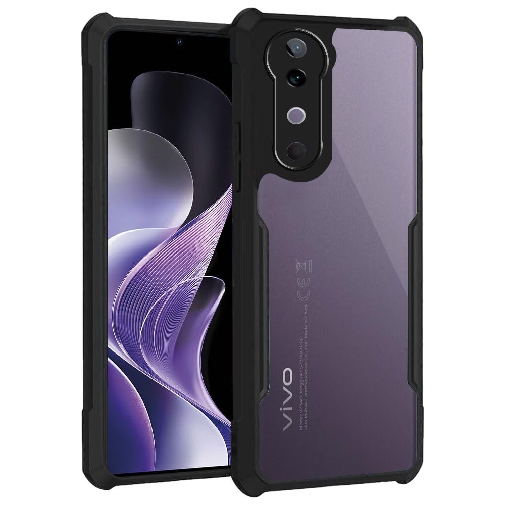 Inktree Vivo V40 5G Back Cover | Camera Protection Shockproof Bumper | Acrylic Crystal Clear 360 Degree Protection (Black) (B0DF6GTSDG) Amazon Price History, Amazon Price Tracker