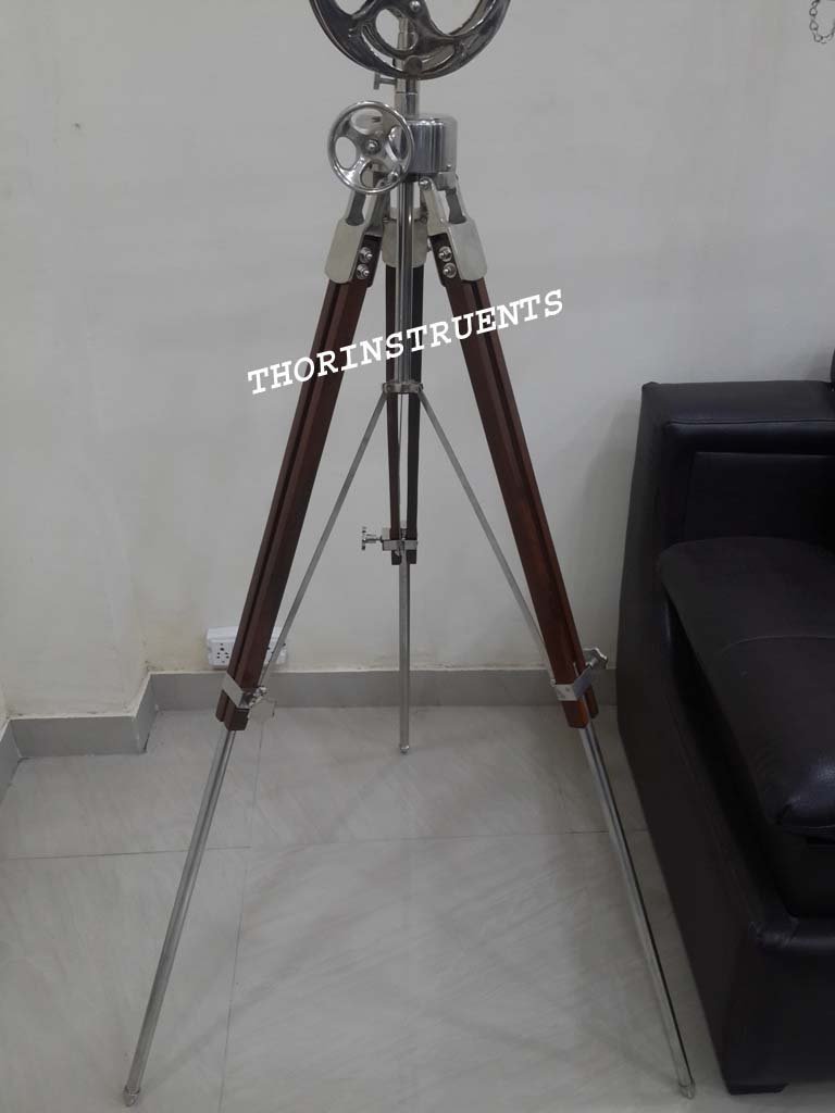 Antique Chrome Telescope with Brown Tripod Stand Vintage Home Decor Rustic Vintage Home Decor Gifts
