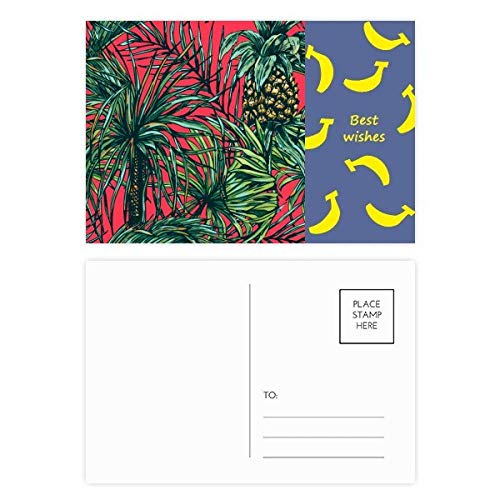 Carte postale banana ananas plante feuille rouge ciel multicolore pour correspondance