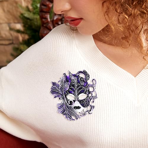 Image of Blue Venice Queue Mask Brooch Pin for Women & Men