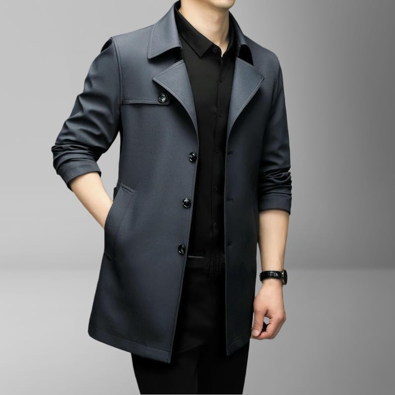 Gabardina de moda para hombre abrigo elegante de longitud media M 4