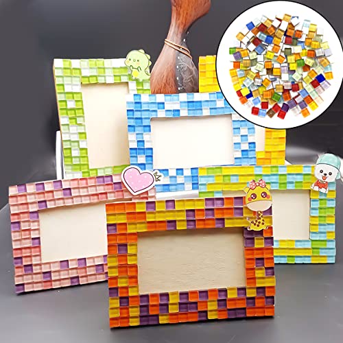 image for BEZANU Mosaic Pieces, 200PCS Mixed Glass Mosaic Tile for Crafts, Mosai