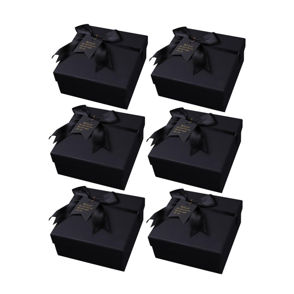 Healeved 6stücke Elegante Schwarze Geschenkkartons Mit Schleife Vielseitige Dekorative Verpackung Für Hochzeiten Valentinstag Partys Und Besondere Anlässe