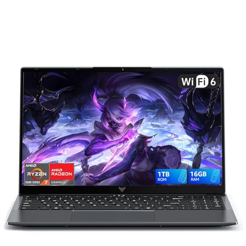 Portatile Da Gaming, Portatile Da 15,6 Pollici Con Processore Ryzen 7 5825U (Fino A 4,5 GHz), 16 GB Di RAM DDR4, SSD Da 1 TB, Radeon RX Vega 8 Graphics, Computer Portatile 2026 Per L'Editing Video