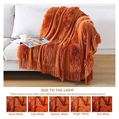 Blagic Extra Soft Throw Blanket For Couch-Lightweight Cozy Blankets And Throws For Bed & Sofa, Decorative Fuzzy Throw Blanket With Tassels(Orange Rust,50 X 60 In) #TOP1