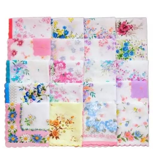 Stylish and Colorful Modern Design Handkerchief for Women's and Girls - Assorted Design (Set of 12)-image-20