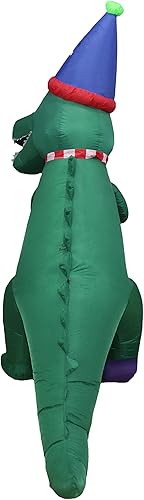 Miniatura 6 de Paquete de dos decoraciones para fiesta de cumpleaños, incluye dinosaurio verde inflable de feliz cumpleaños de 7 pies de alto con pastel y vela, y