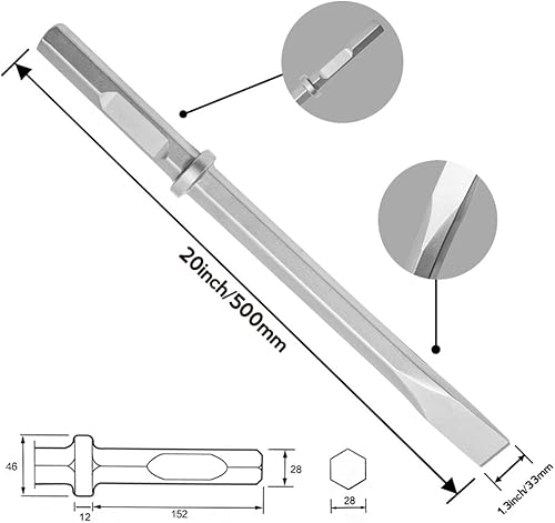 Miniatura 2 de Monkey King Bar- Broca de cincel hexagonal larga de 20 pulgadas, broca de cincel plana, ideal para quitar mampostería, hexagonal redonda y martillo