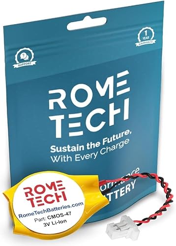 Rome Tech CR2032 CMOS BIOS Battery for Dell Inspiron 15 (7559), 5000, 5368, 5378, DELL Latitude 3300, 3379, 3390, 3480, 3460, 3560, Vostro 7500 - Laptop Backup 3V RTC with 2 Wire Cable