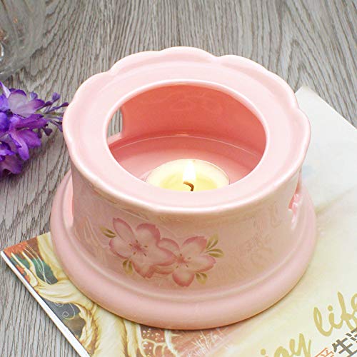 Tee-Set für 2 Personen, Knochenporzellan, Teekanne, Tasse und Untertasse, Set mit Stövchen und Tee-Ei, Kirschblüten-Design (Glas-Teekanne)