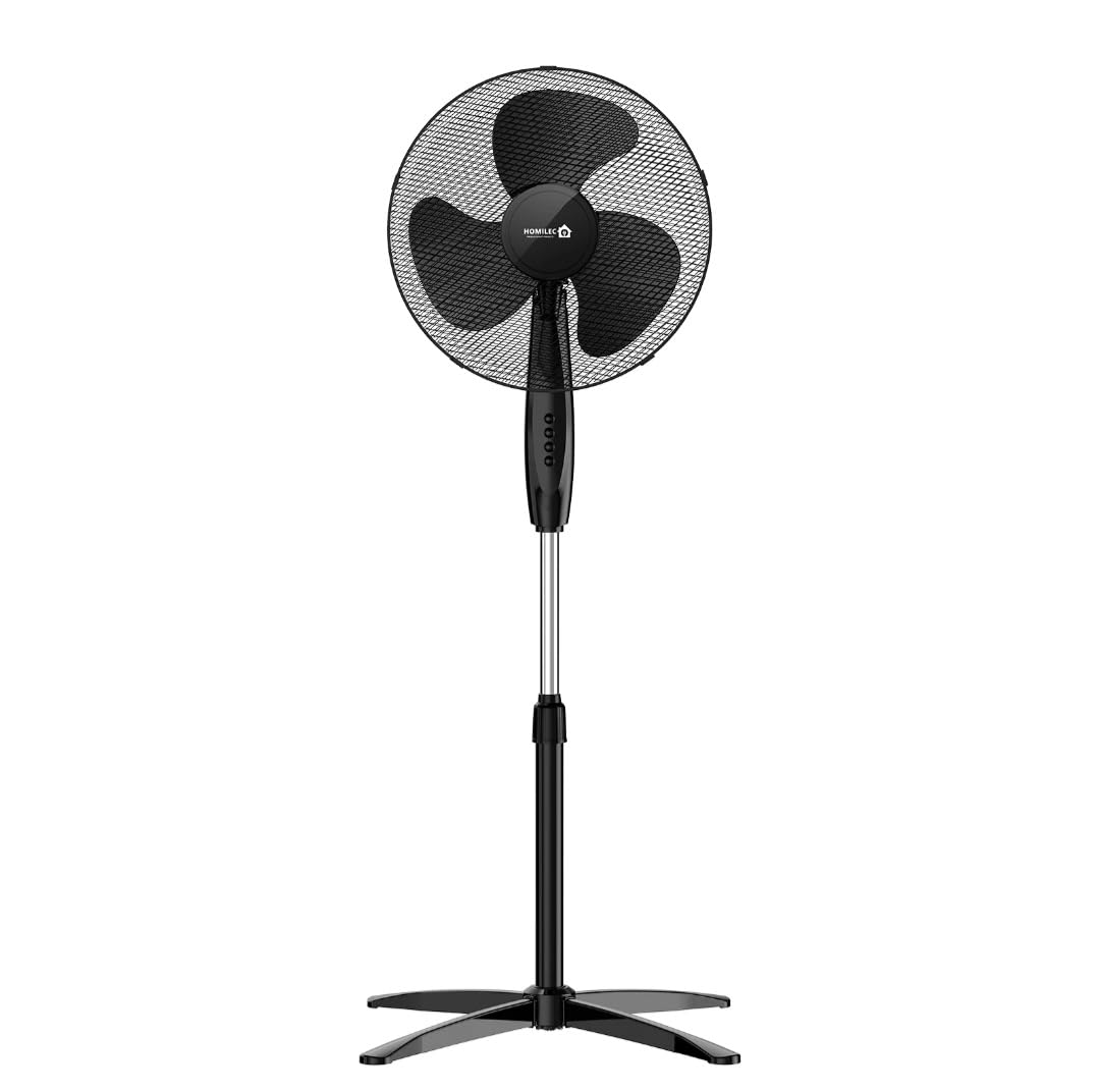 16-inch Electric Oscillating Pedestal Fan, 3-Speed, Black