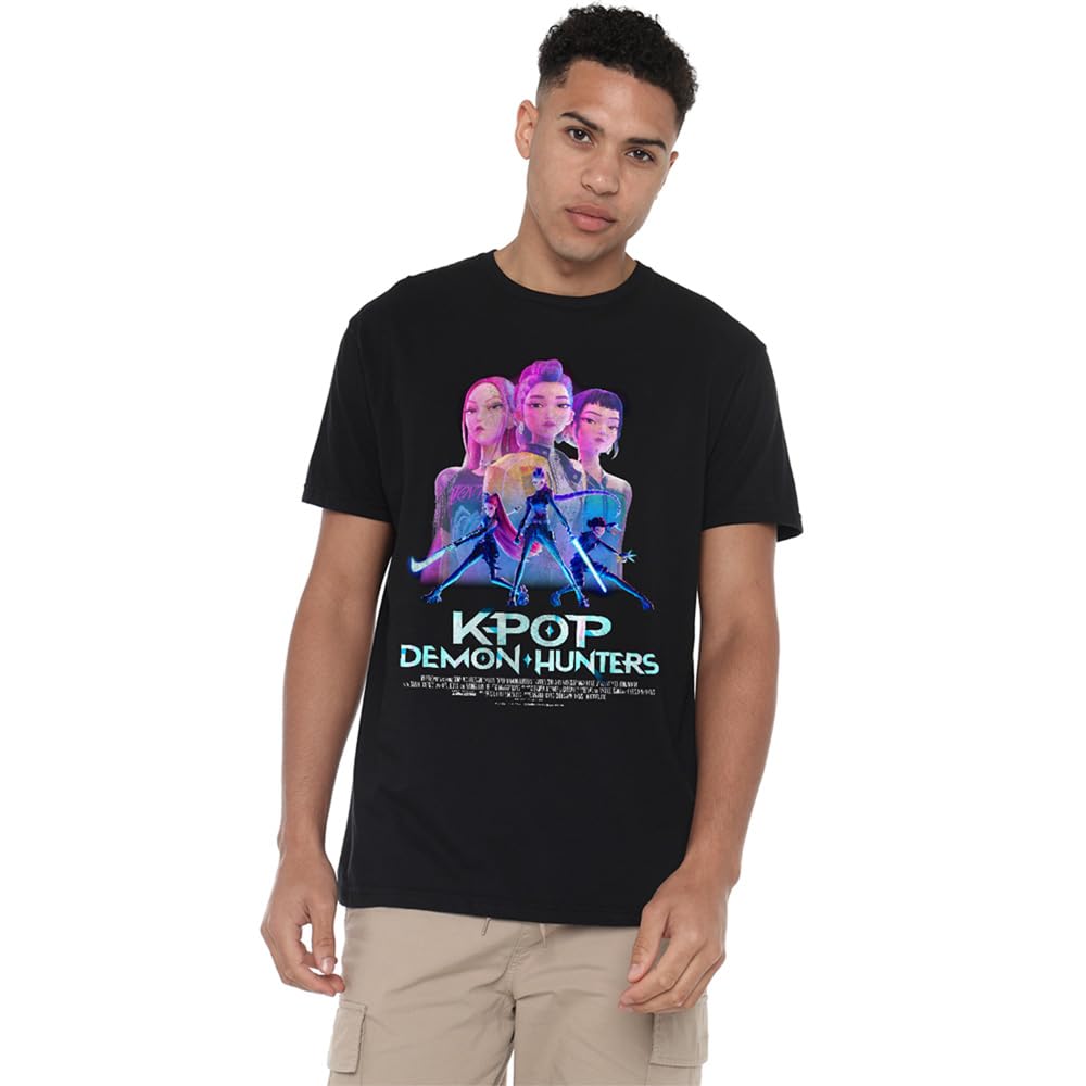 K-Pop Demon Hunters - Huntrix Huntr/X Billboard Poster Unisex T Shirt, Black, Large
