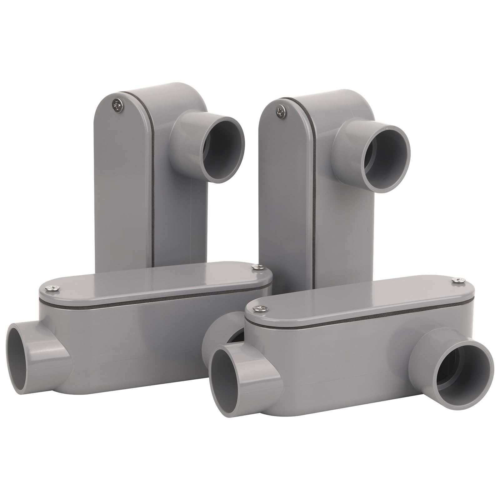4Pack 3/4 Inch Rigid PVC Conduit Body Type LB, Slip x Slip PVC Conduit Bodies LB Type with Cover and Gasket, Gray — Amazon image 30