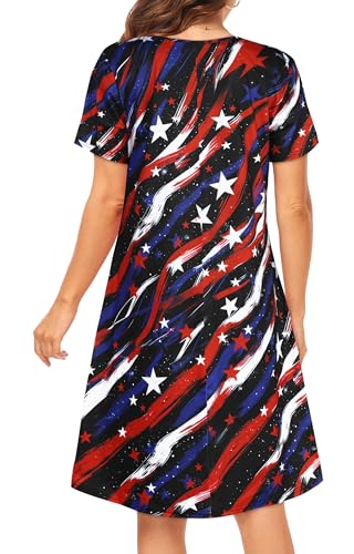 Image of Womens Summer Dresses Beach Casual Loose Tshirt Floral Short Sleeve Flowy Pockets Sundresses 2026