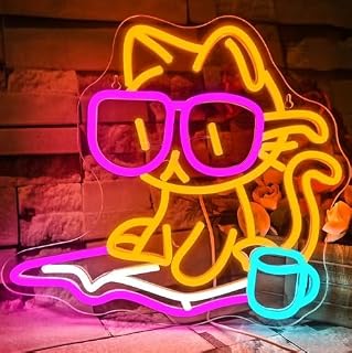 Cat Reading Book Neon Sign Wall Decor Reading Cat Neon Light Bedroom Wall Decor Suitable for Classroom Book Party Library Decoration Reading Room Bookish Decor Gift