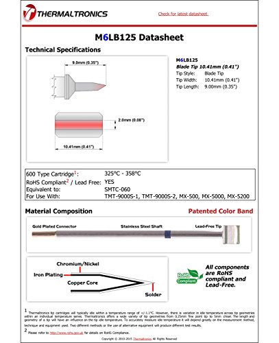 Image of Thermaltronics M6LB125 Blade Tip 10.41mm (0.41in) interchangeable for Metcal SMTC-060