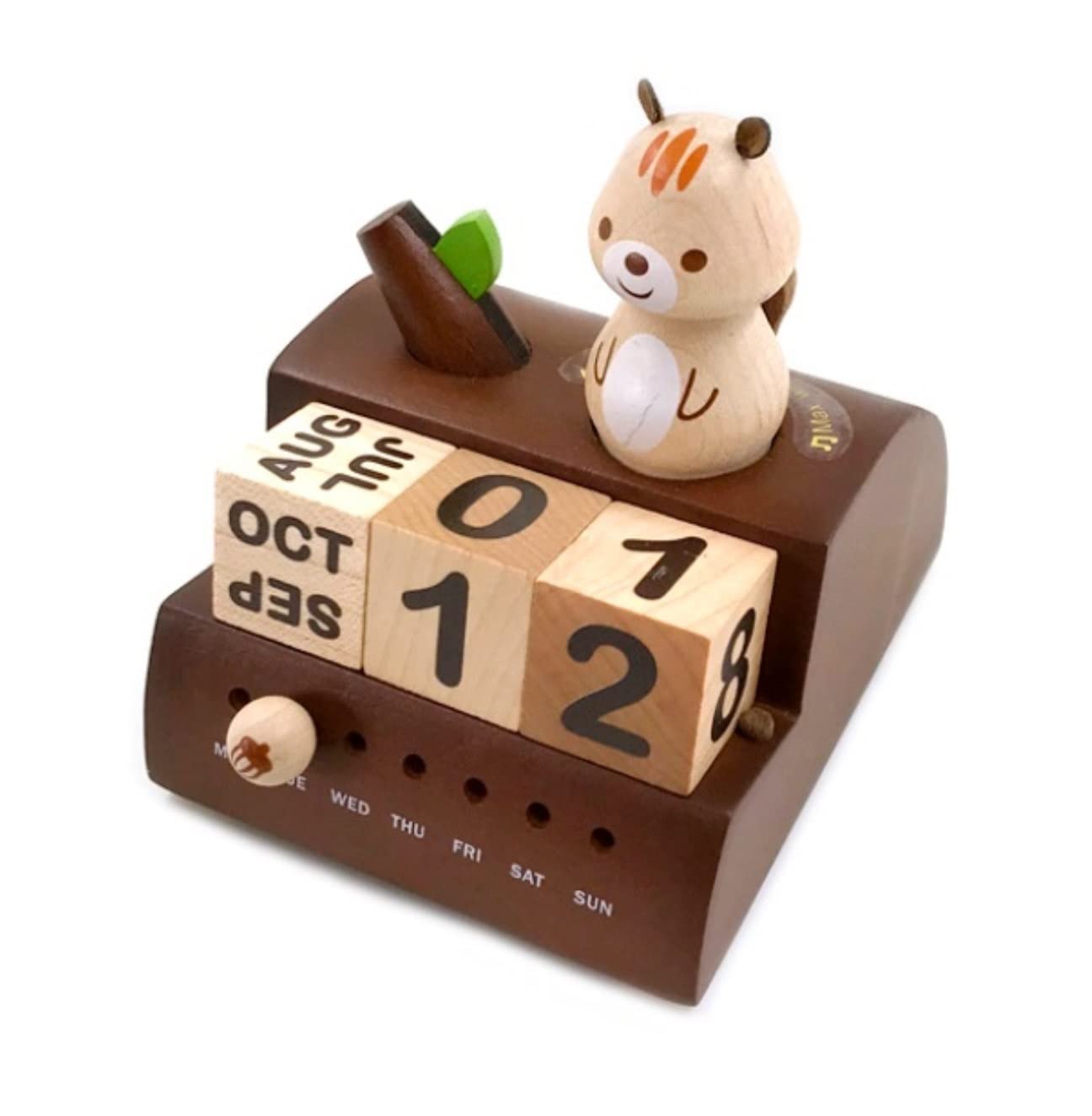 Carillon Scatola Musicale Calendario Legno Perpetuo Carillon Scrivania con Piano A Forma di Avvolgimento per Mamma Ragazza Calendario di Pianificazione Carillon Regalo di(B)