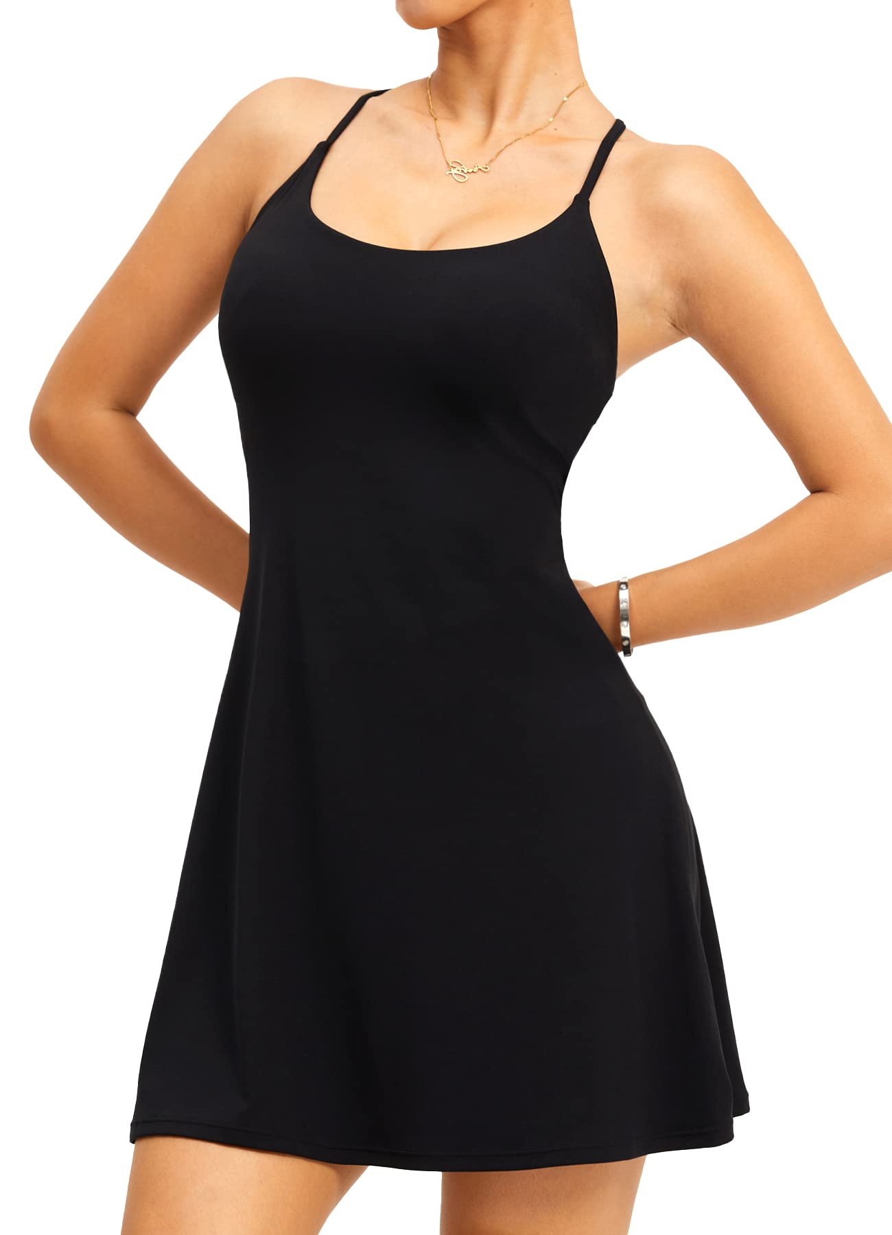 Navneet Robe de tennis pour femme - Avec pantalon - Dos nu - Rembourrée
