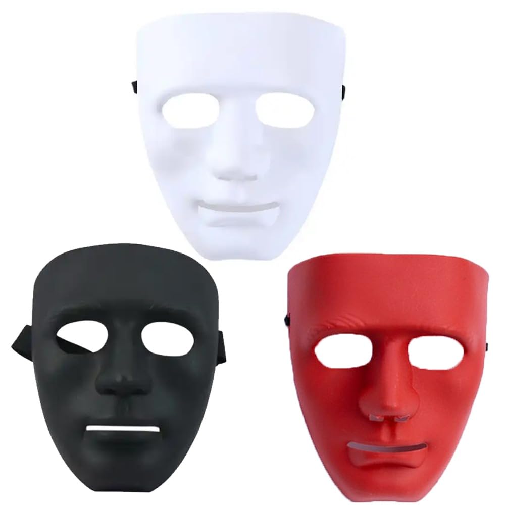 3Pcs Halloween Fancy Dress Masks for Kids & Adults,Full Face Anonymous Street Dance Ghost Step Cosplay Masquerade Mask (Multicolor)