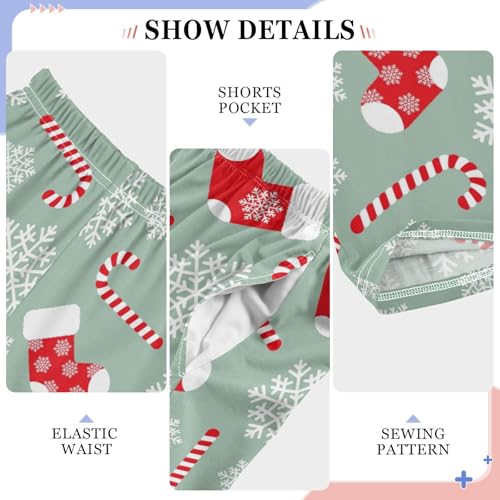 Boys' Pants Christmas Socks Canes Snowflakes Long Bottoms Jogger Pants Elastic Waist Trousers with Pockets S-XL4