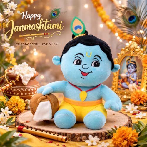 Image of AVSHUB God Soft Toy for Kids Divine Mantra Chanting Baby Krishna Matka with 3 Preloaded Mantras & Aartis, Musical Soft Plush Toy, Return Gift for Infants, Toddlers & Kids (Medium - 25 Cm)