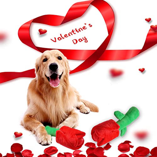 Rose Puzzle Dog Toy, Valentine's Day & Christmas Gift, Squeaky Crinkle Enrichment Snuffle Mat, for Small Medium Large Dogs & Puppies