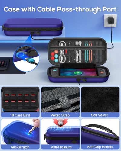 Image of FYOUNG Switch 2 Accessories with Pro Style Controller,Bundle for Nintendo 2 | Case Bundle for Nintendo Switch 2 Console, 23 IN 1 Kit: Carrying Case, Protective Shell, Grip, Steering Wheel