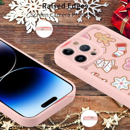 Christmas Phone Case for iPhone 14 Pro 6.1", Cute Christmas Tree Gingerbread Man Snowflake Pattern Gifts Case, Pink Aesthetic Protective Shockproof Silicone Cover for Women Girls Men -Pink Snowflakes by Cinysnt - Used condition - Image 2