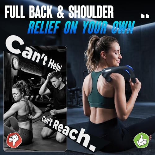 Image of FVZ Grey Percussion Massage Gun with Upgraded Extension Handle, 10MM Massage Gun Deep Tissue, Back Massager, Muscles /Neck /Shoulders /Waist /Legs Massager Portable for Pain Relief