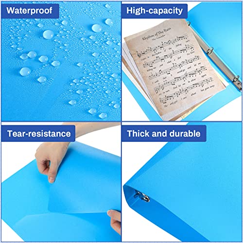 4 Packs 1 Inch Binder With Pocket 3 Ring Binder For School Blue Plastic Flexible Binder Round Ring School Binder Notebook Soft Cover Binder For Office Sheet Supplies #TOP2