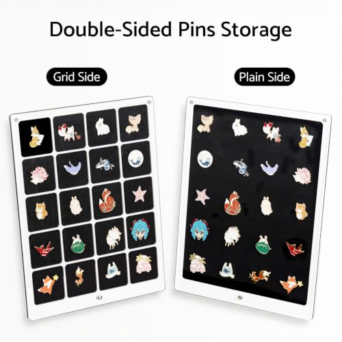 Image of HIIMIEI Acrylic Pin Display Board, 9x11 Enamel Pin Holder Frame 20 Grids