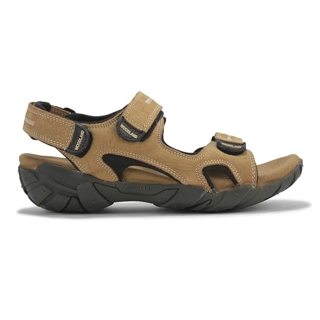 Woodland Men Camel Sandals with Velcro Fastening