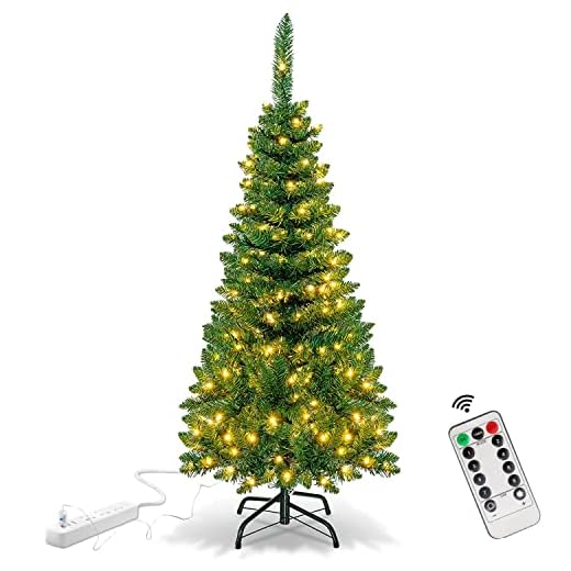 4.5 Ft Small Christmas Tree - 120 LED Lights - 350 Branch Tips Artificial Christmas Tree with Remote Timer - 8 Lighting Modes Xmas Tree for Kids Room Decorations