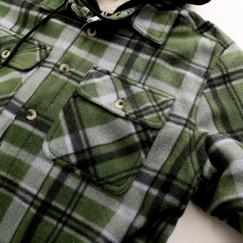 Image of Yasumond Mens Hoodies Fleece Jacket Plaid Flannel Heavy Sherpa Lined Hooded Zip Up Warm Winter Coats Big Tall