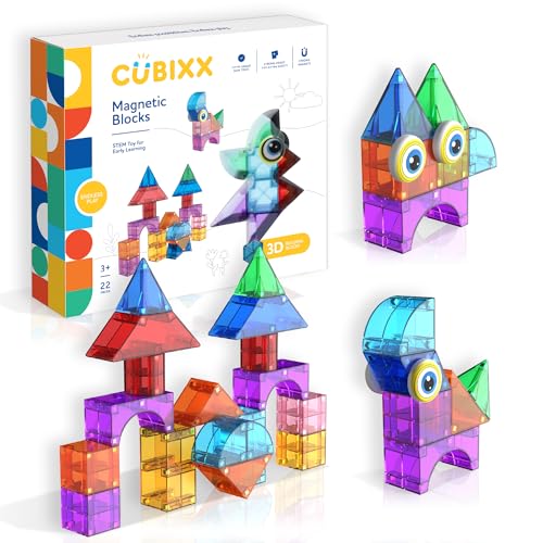 Cubixx - Blocs de construction magnétiques pour les enfants à partir de 3 ans, jouets éducatifs créatifs dans un ensemble de 22 pièces,jouets de construction magnétiques pour les filles et les garçons